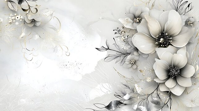 Elegant gray scale floral background design