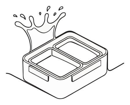 Minimalist bento box set line art icon. Generative AI