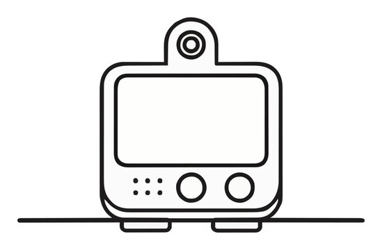 Baby monitor front view line art icon. Generative AI