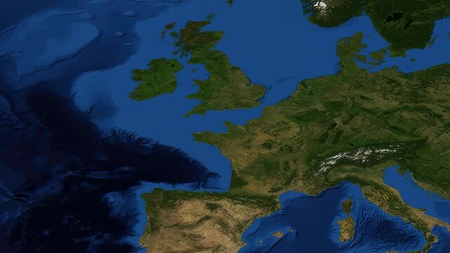 Satellite Map Zoom Animation From World View To Birmingham United Kingdom
