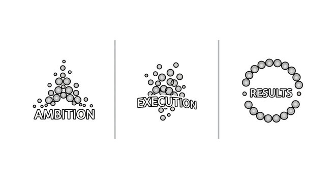 Abstract geometric designs representing ambition evolution and passion concepts.