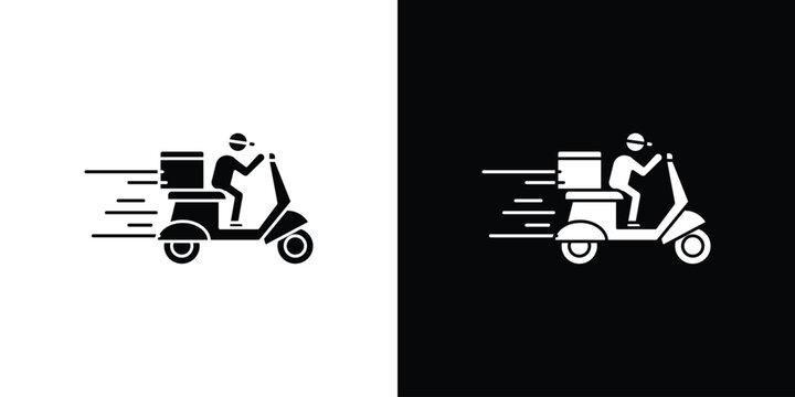 Food delivery icon in black and white, best for Gaphic Design