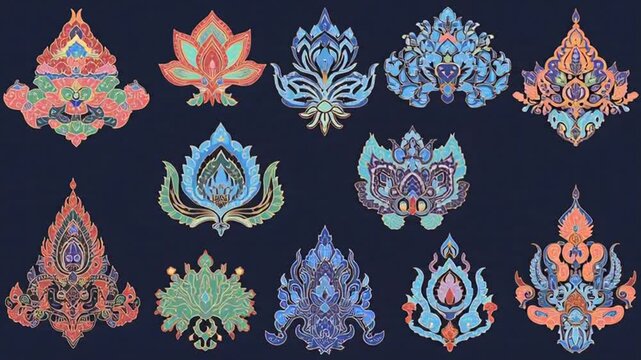 Set of Ornate Floral Motifs.