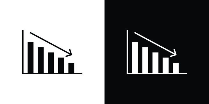 Reduction chart icon in black and white, best for Gaphic Design