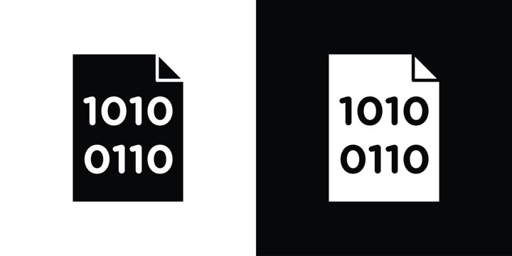 Binary code icon in black and white, best for Gaphic Design