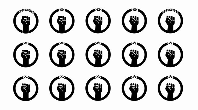 Black power fists icons set