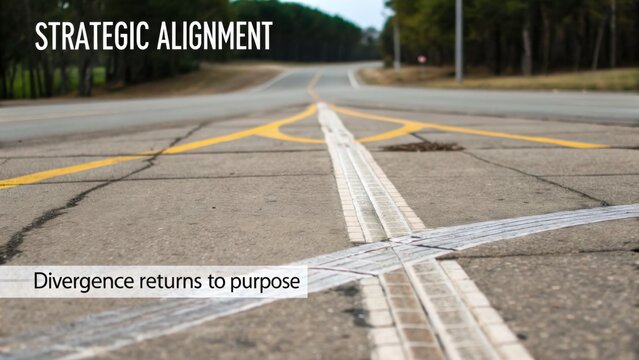 Strategic Alignment on Open Road Pathway Symbolizing Direction, Purpose, and Journey to Success
