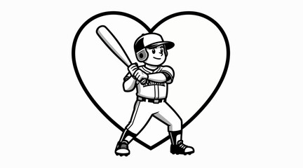 Fototapeta premium baseball player with heart shape background