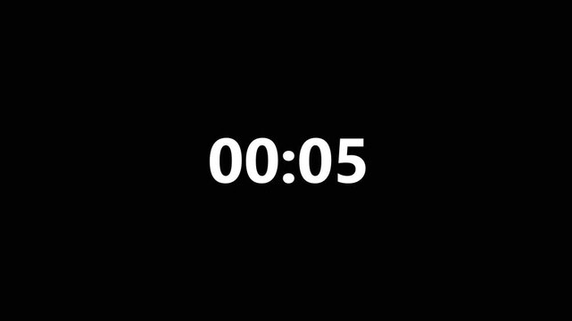 Digital Countdown Timer Seven Seconds Black Screen White Numbers Animated Graphic count down 00 07