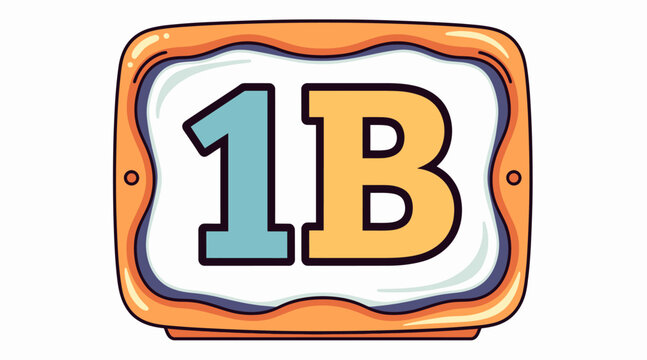 cartoon tv screen with 1b text