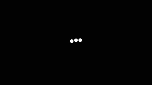 Loading animation three white dots pulsing on black background minimal design concept for waiting