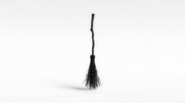 Halloween Witch Broomstick Isolated On White Background For Spooky Season Design