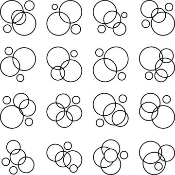 Seamless pattern of interlocking circles in black and white