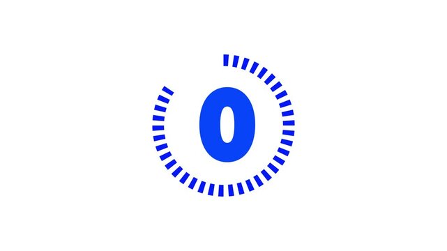 Five second countdown animation from 05 seconds to 0 seconds on a transparent background, five second countdown timer with alpha channel