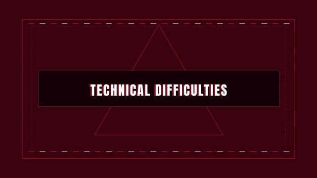 Technical difficulties warning screen with triangle caution symbol