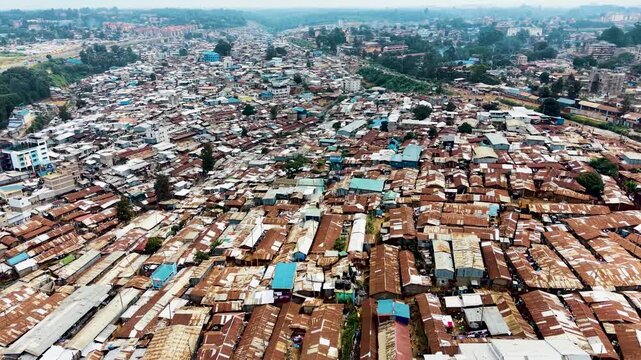 Kibera slums kenya- rusted roofs of kibera slums kenya