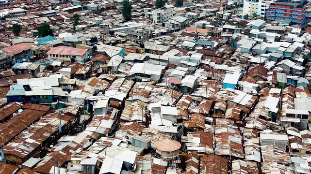 Kibera slums kenya- rusted roofs of kibera slums kenya
