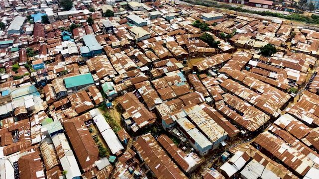 Kibera slums kenya- rusted roofs of kibera slums kenya