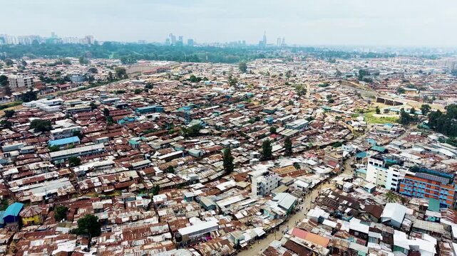 Kibera slums kenya- rusted roofs of kibera slums kenya