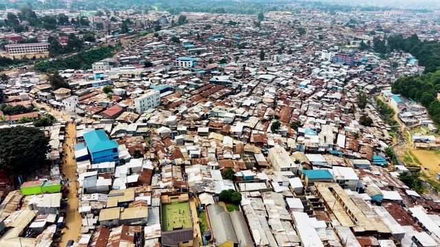 Kibera slums kenya- rusted roofs of kibera slums kenya