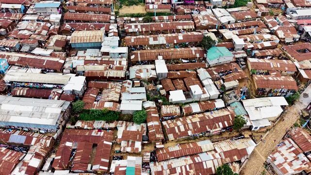 Kibera slums kenya- rusted roofs of kibera slums kenya