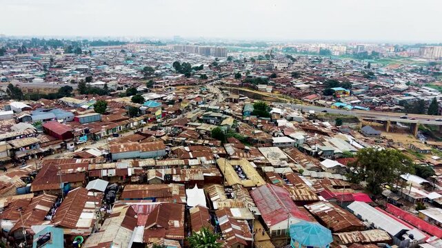 Kibera slums kenya- rusted roofs of kibera slums kenya