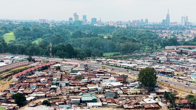 Kibera slums kenya- rusted roofs of kibera slums kenya