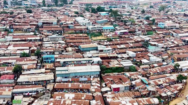 Kibera slums kenya- rusted roofs of kibera slums kenya