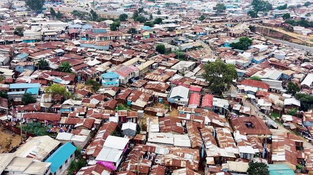 Kibera slums kenya- rusted roofs of kibera slums kenya