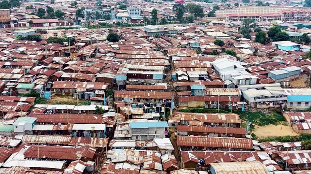 Kibera slums kenya- rusted roofs of kibera slums kenya