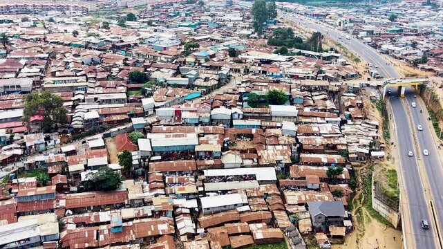 Kibera slums kenya- rusted roofs of kibera slums kenya