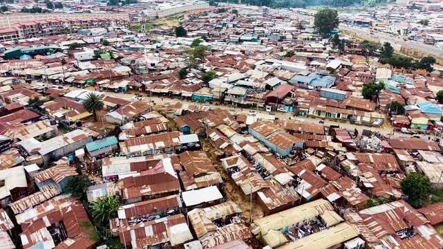 Kibera slums kenya- rusted roofs of kibera slums kenya