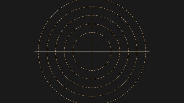 Minimalist radar screen animation with rotating scanning line on dark 4k background, scanner sonar detection