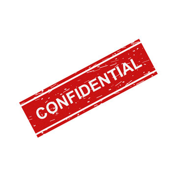 Red confidential stamp with diagonal stripe isolated on transparent background