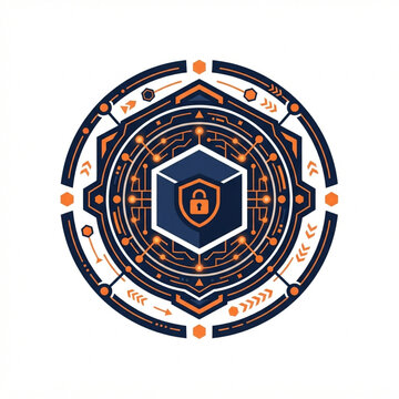 Advanced quantum fintech ledger vault core vector icon with concentric geometric rings