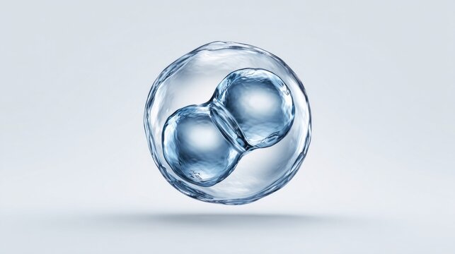 Microscopic view of a dividing cell, showing two distinct nuclei within a transparent membrane