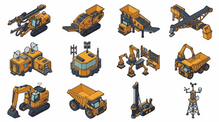 Collection of orange construction vehicles and equipment. © Buka