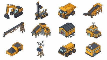 Collection of yellow construction vehicles and equipment. © Buka