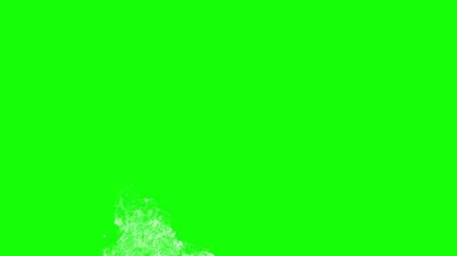 Clear water splash effects isolated on bright green screen background for compositing high speed liquid motion simulation video elements for professional creative projects