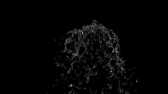 Water splashing in three columns on black background