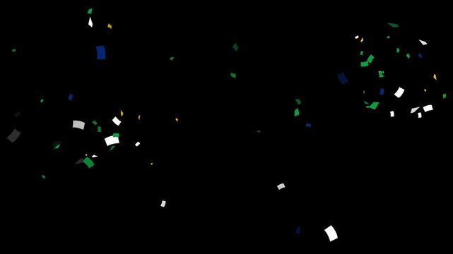 Colorful confetti and sparks exploding in black background