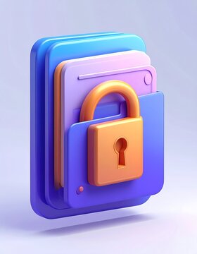 Digital security concept padlock protecting digital file documents data protection icon
