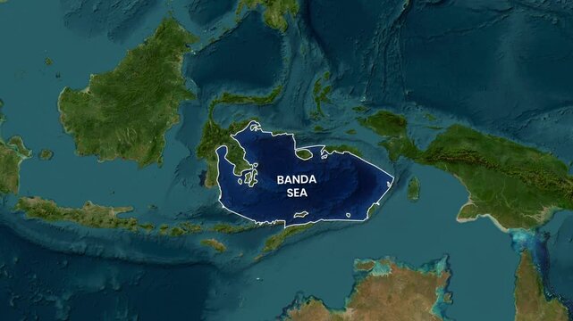 Banda sea location revealed in animated oceanographic map footage