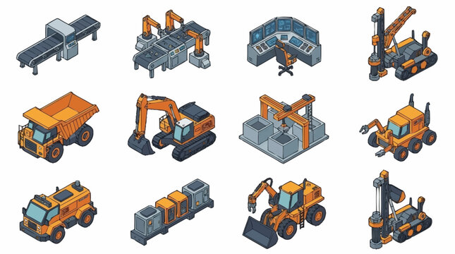 Collection of Construction Vehicles and Industrial Equipment.