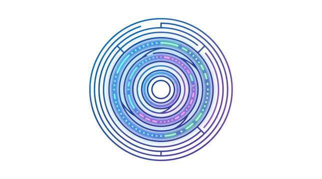 Abstract Futuristic Circular Digital Interface with Neon Glow