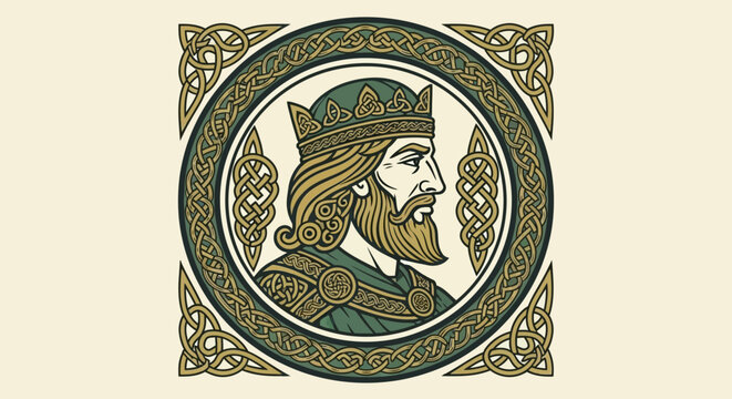 Vintage Celtic King Emblem Vector Illustration