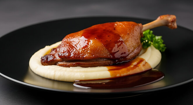 Gourmet Duck Confit with Creamy Mashed Potatoes and Rich Sauce