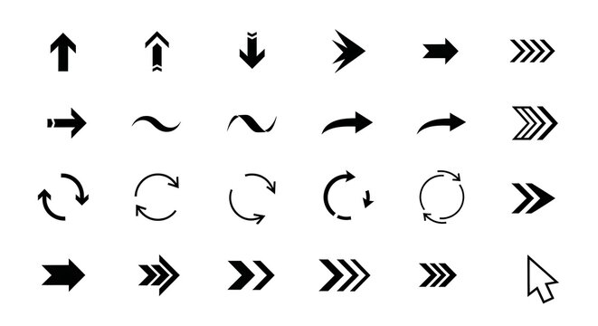 Modern Black Arrows Collection on White Background