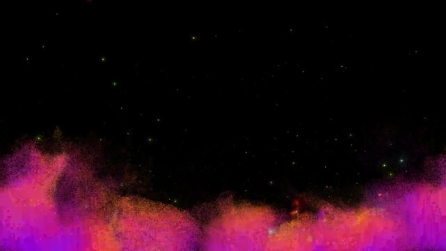 Vibrant colorful smoke and fire exploding on black background