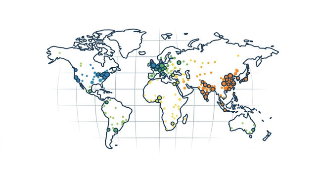 World map with animal silhouettes on white background.
